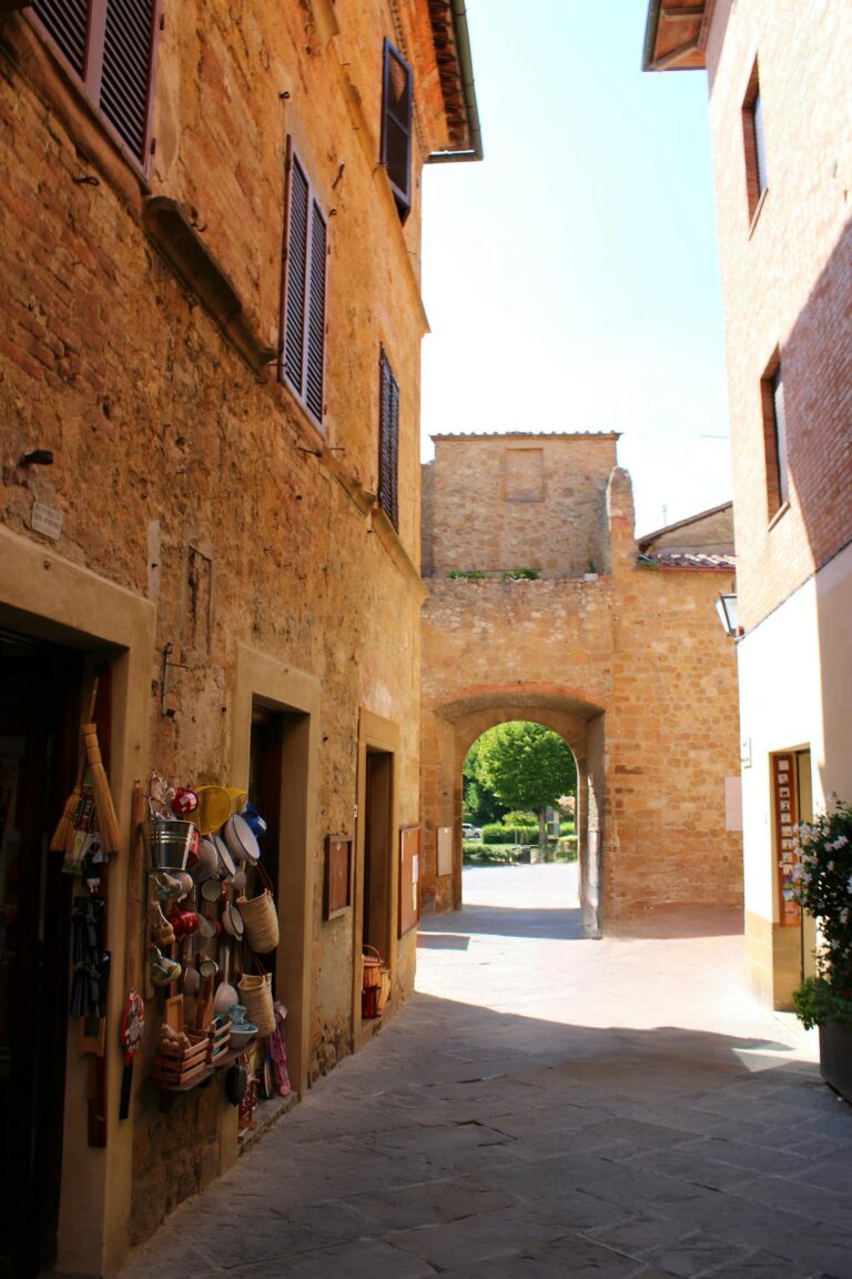 Discover a picturesque alleyway with rustic architecture in Florence, Tuscany.